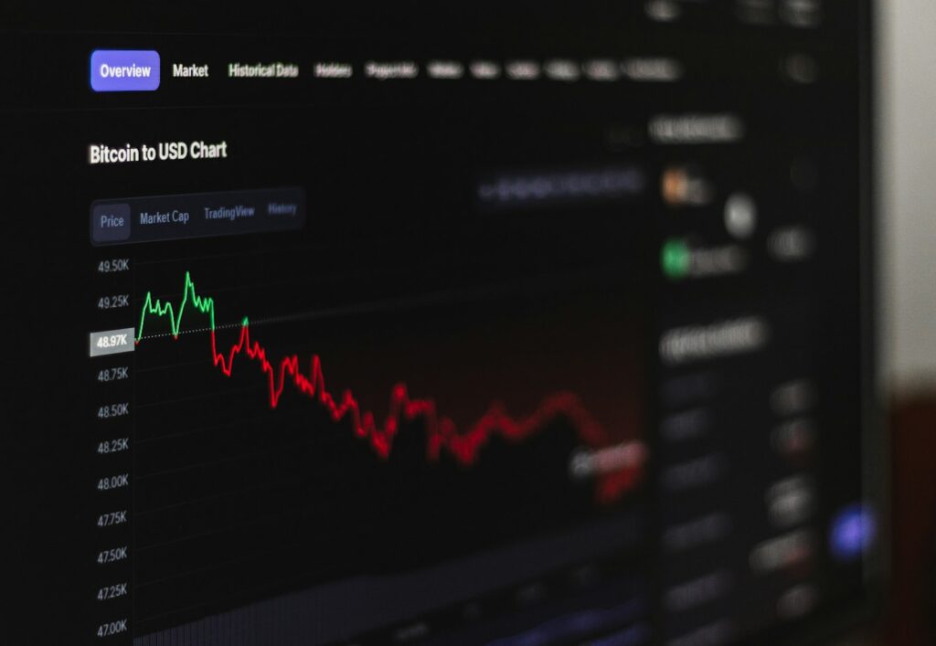 a computer screen displaying a stock market chart