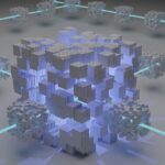 a computer generated image of a cube surrounded by smaller cubes