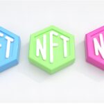 three different colored blocks with the letters nft and nft on them