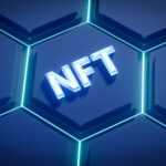 a blue hexagonal background with the word nft on it