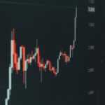 Stock market graph shows fluctuating trends.