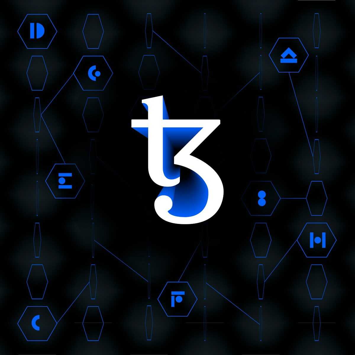 a blue and black background with the letter t5